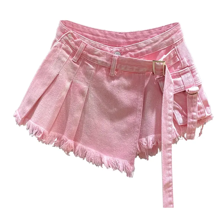 Irregular Denim Culottes Women's High Waist Skirt