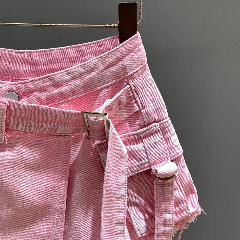 Irregular Denim Culottes Women's High Waist Skirt