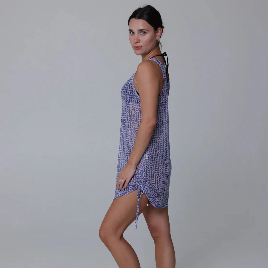 J Valdi Oasis Side Tie Dress Coverup - Navy White