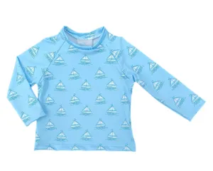 James & Lottie: Sammy Rash Guard - Sailboats Boys Set Sail