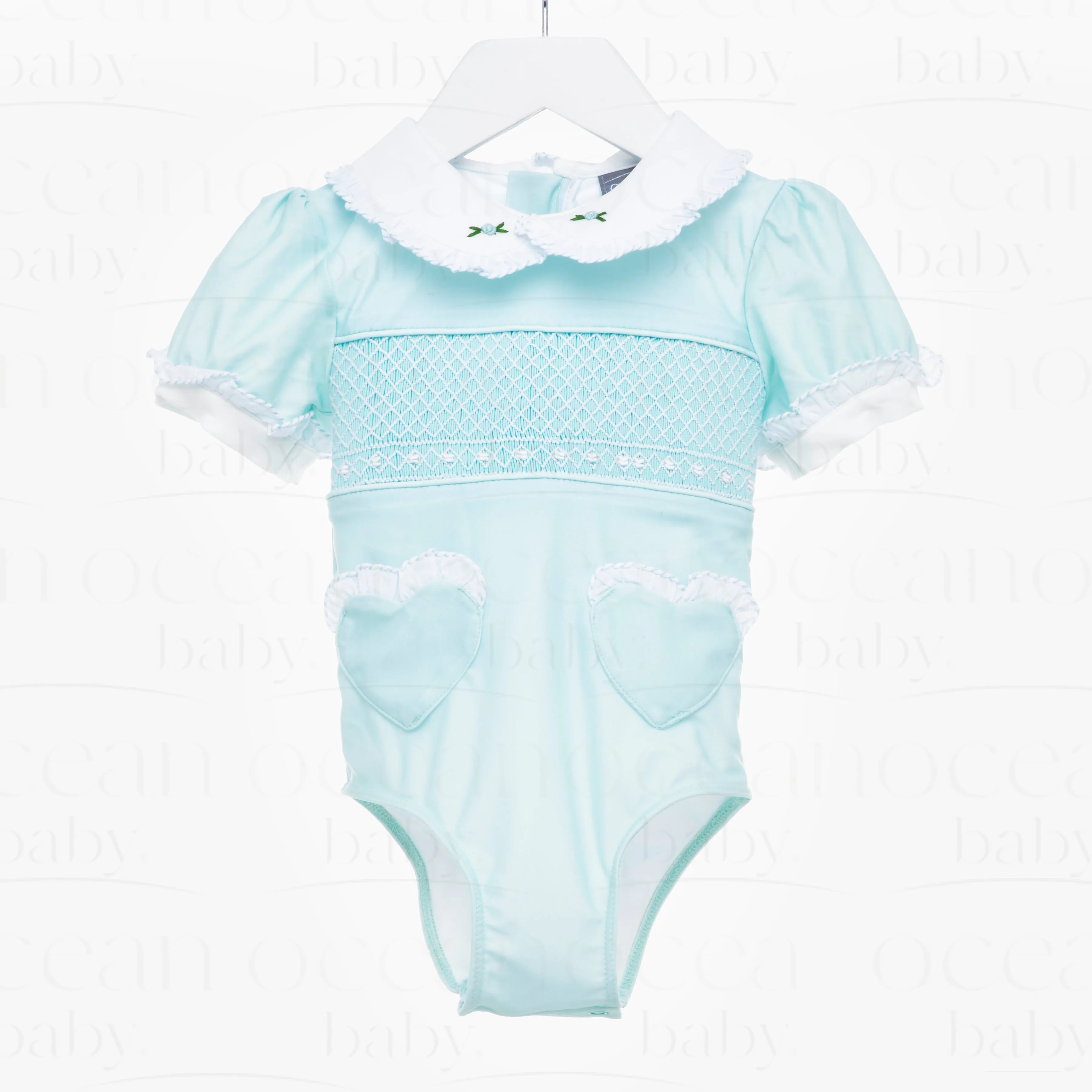 Jasmine Sea-2-Shore Smocked Girls Swimsuit with Poppers - SPF Protected (6M-6Yrs)