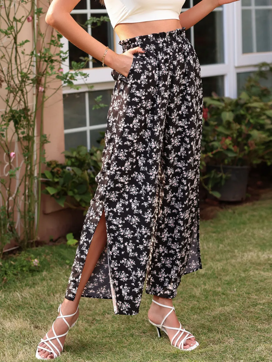 Jerry Culottes Pants - Black Print