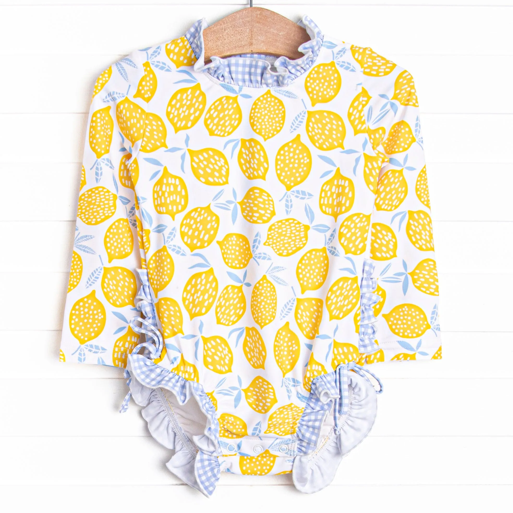 Lakeside Lemonade Long Sleeve One Piece Rash Guard, Blue