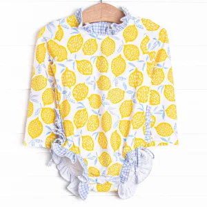 Lakeside Lemonade Long Sleeve One Piece Rash Guard, Blue