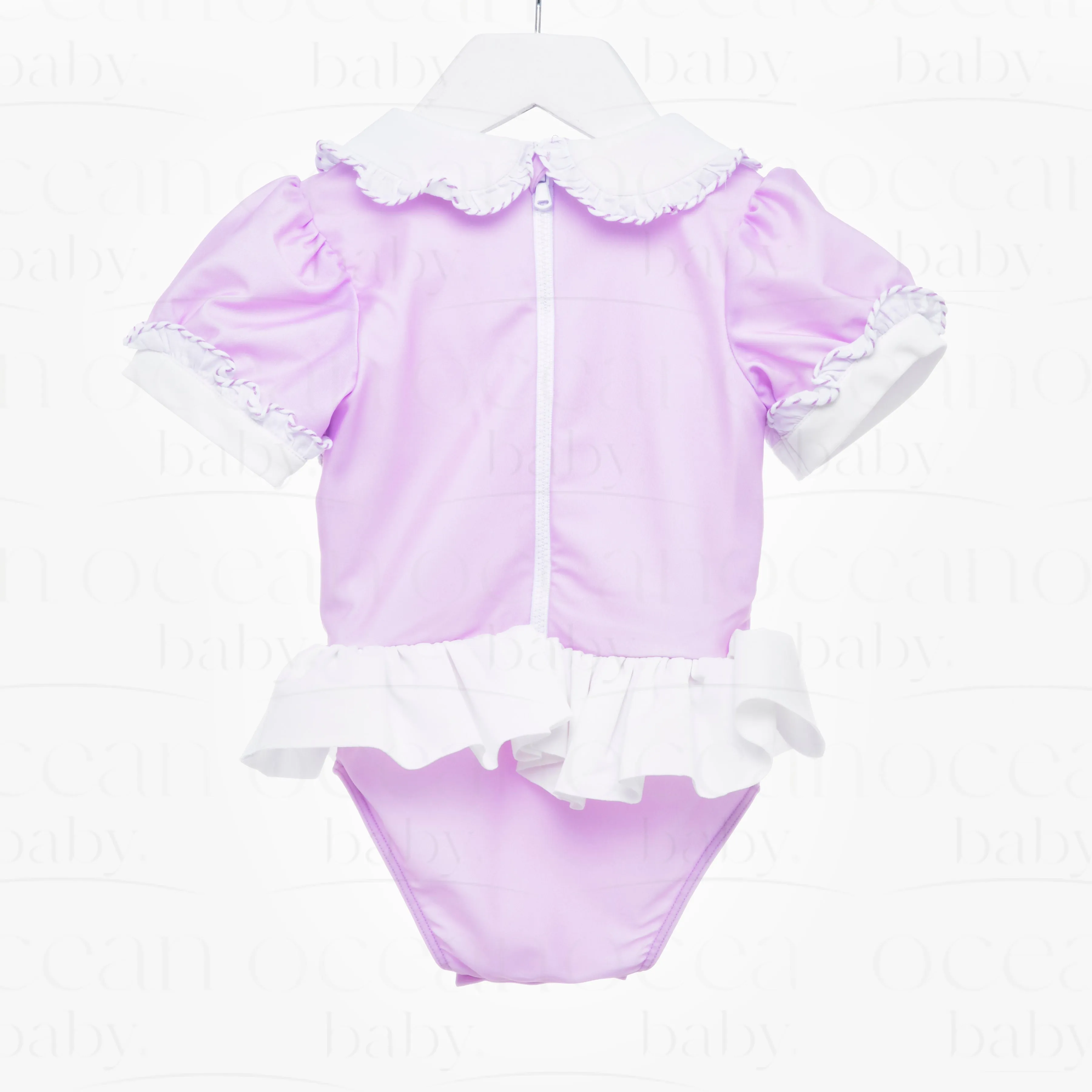Lavender Sea-2-Shore Smocked Girls Swimsuit with Poppers - SPF Protected (6M-6Yrs)