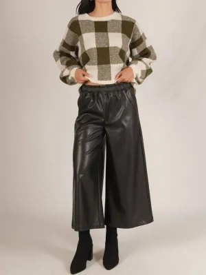 Leather Culotte Pants In Black
