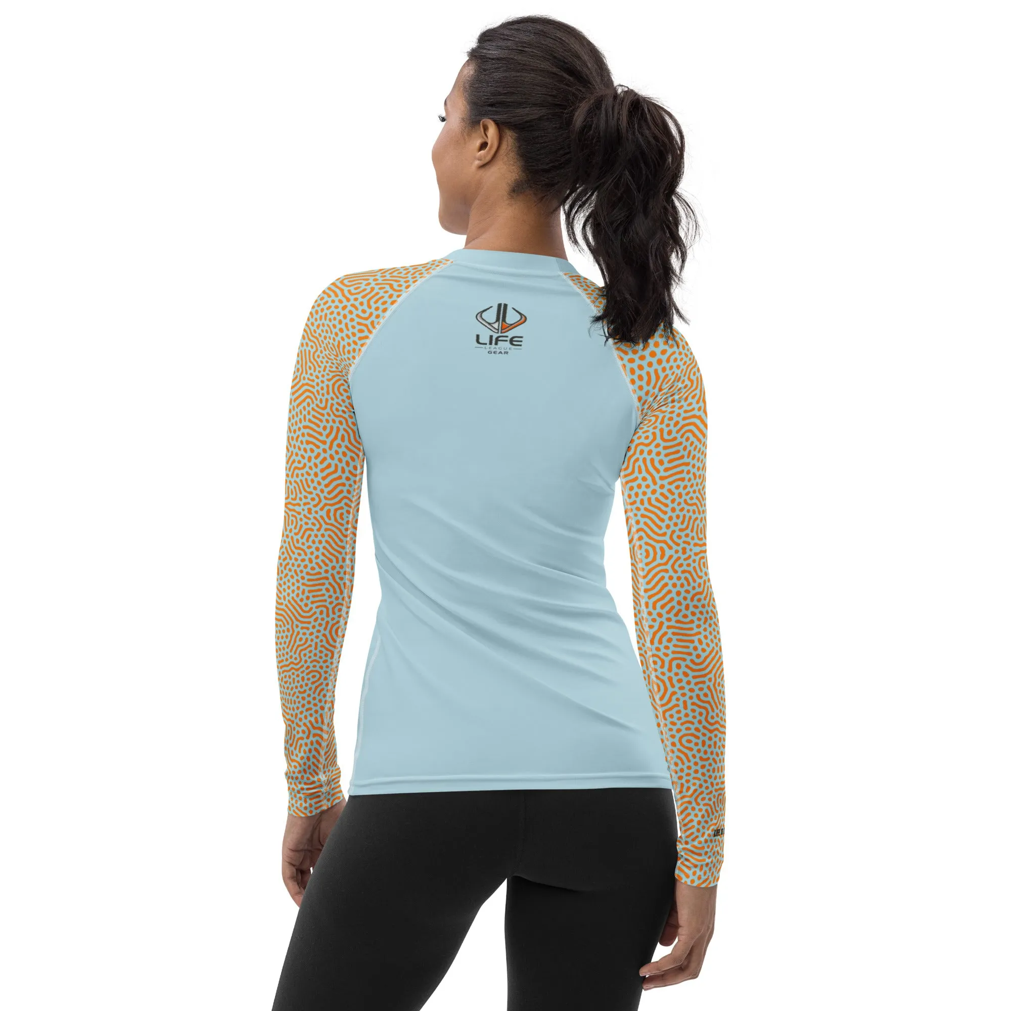 Life League Gear - Coral Skin - Sunset Orange/Keys Blue - Women's Rash Guard