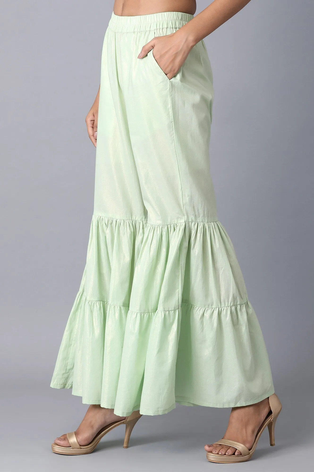 Light green Cotton Printed Sharara