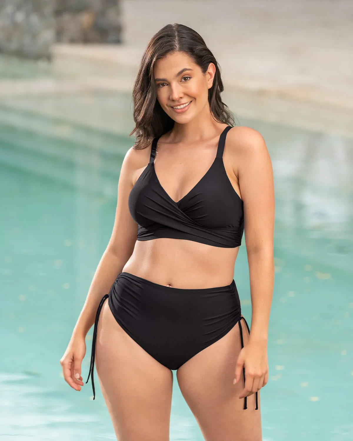 Lightweight Eco-Friendly Bikini Top with Criss Cross Details 