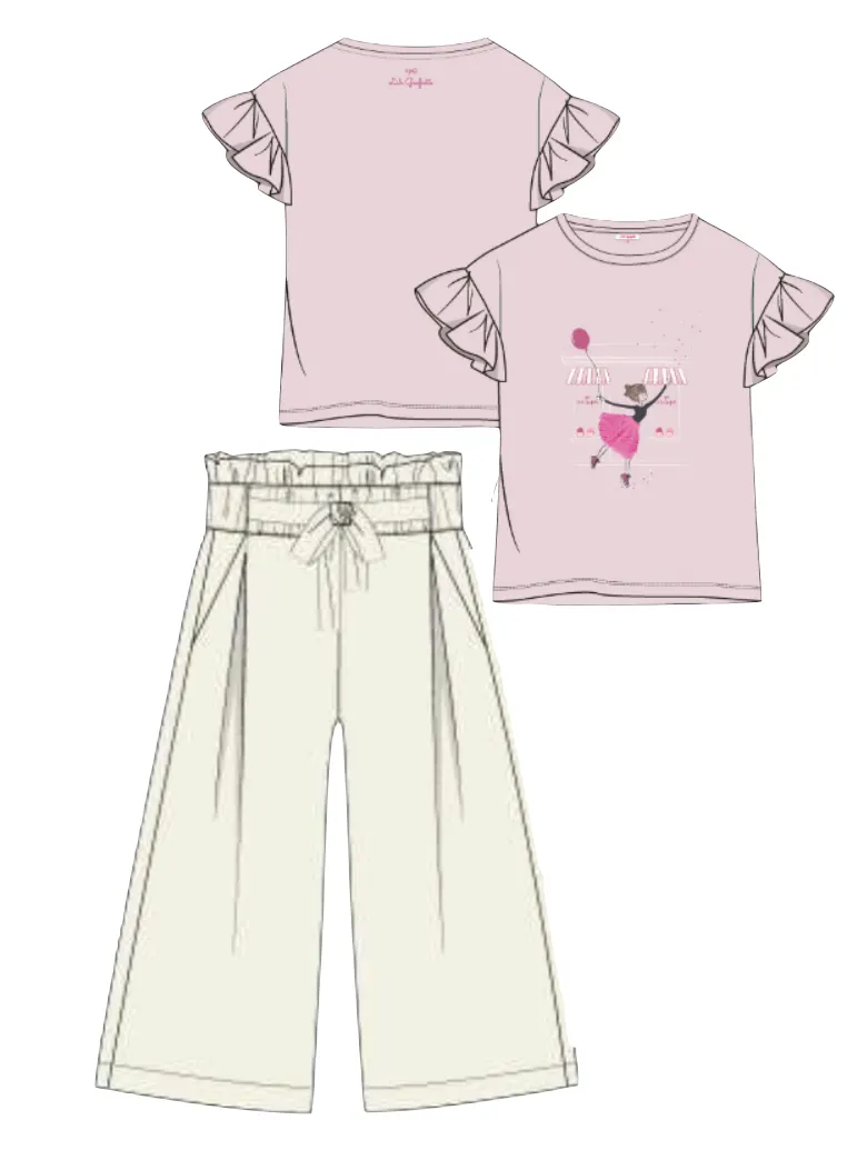 Lili Gaufrette Paris Ballerina Tee-Shirt and Cream Culottes In Stock Now