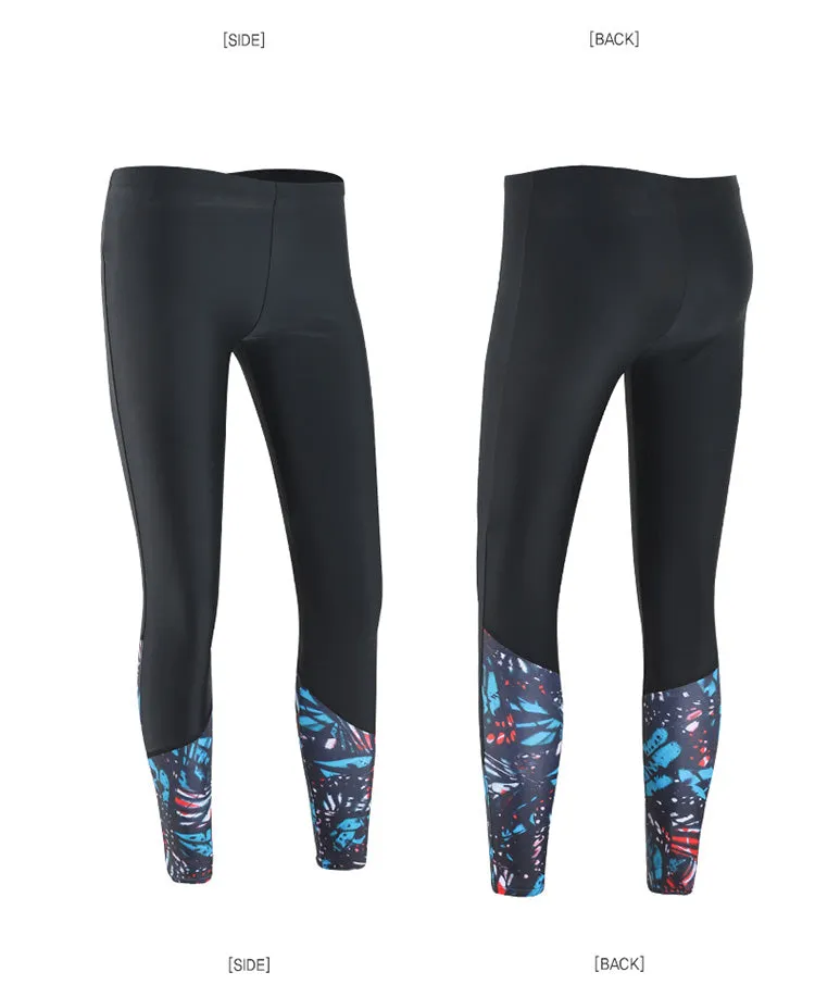 Long Sleeve Rash Guard Women Print 5 Pieces Swimsuit Zipper Swimwear