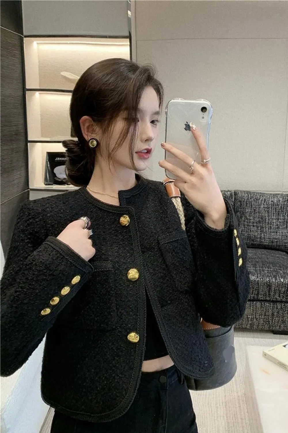Long Sleeve Stylish Elegant Black Jacket