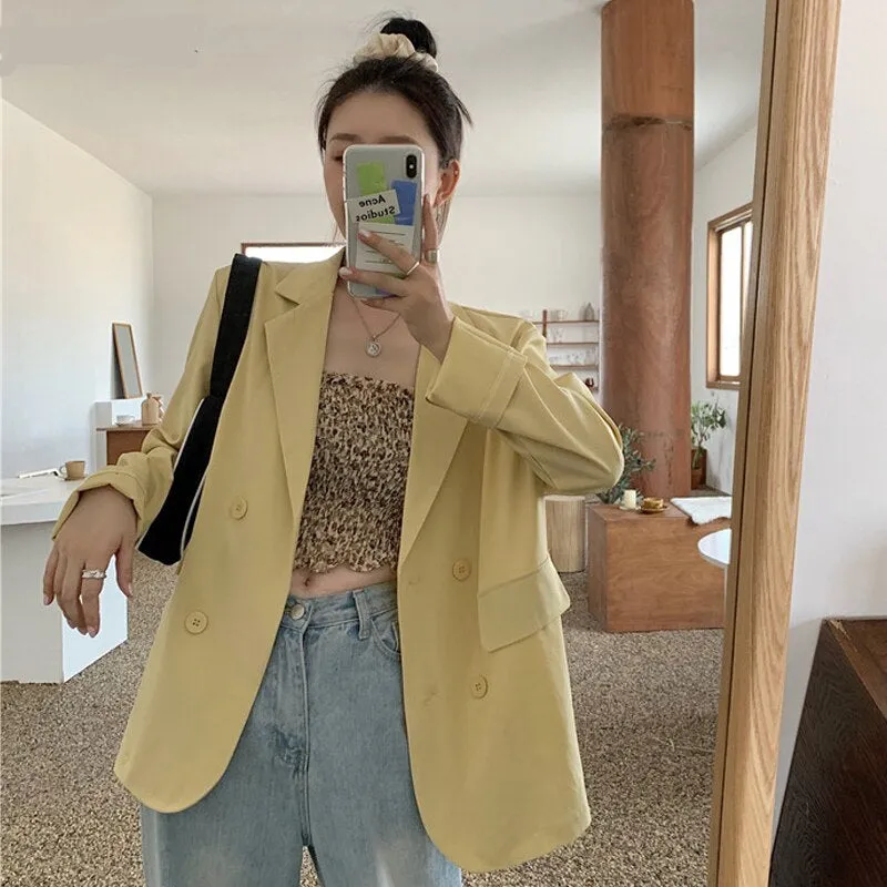 Loose Simple Notched Blazer Jacket