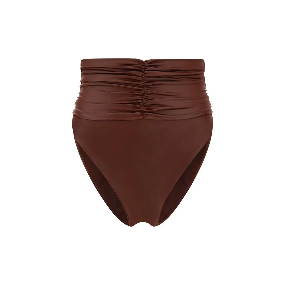 Magda Butrym Women Brown Swimsuit Briefs Fabric High-Waisted Swimwear Size IT 36