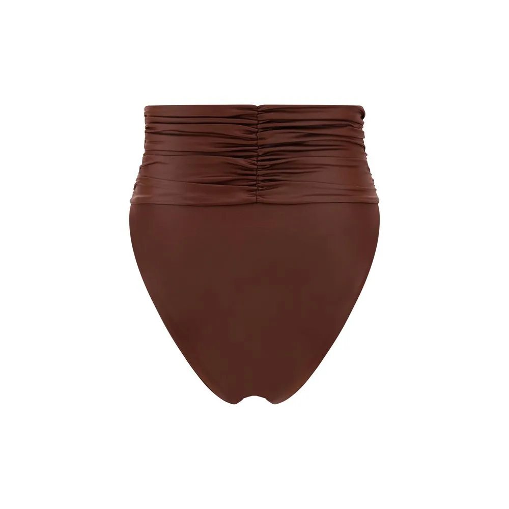 Magda Butrym Women Brown Swimsuit Briefs Fabric High-Waisted Swimwear Size IT 36