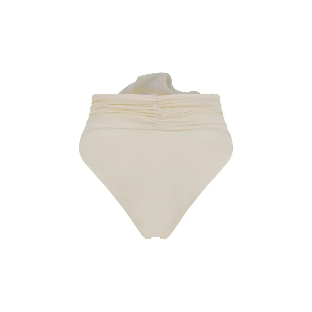 Magda Butrym Women Ivory Swim Bottom Fabric High-Waisted Rose Swimwear Sz IT 36