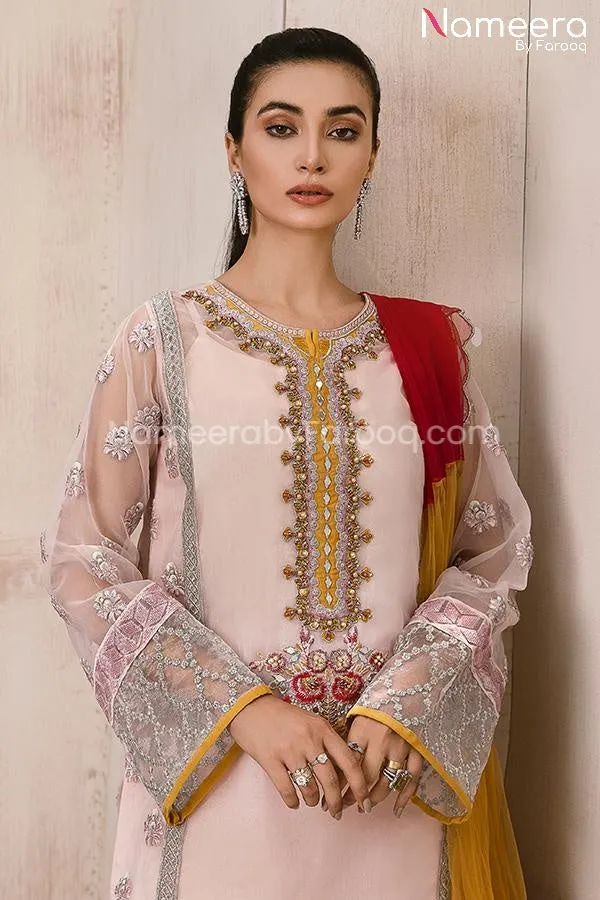 Maria. B Pakistani Dress in Soft Pink Shade 2021 #PF62