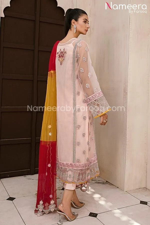 Maria. B Pakistani Dress in Soft Pink Shade 2021 #PF62