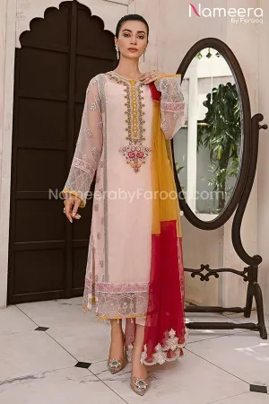Maria. B Pakistani Dress in Soft Pink Shade 2021 #PF62