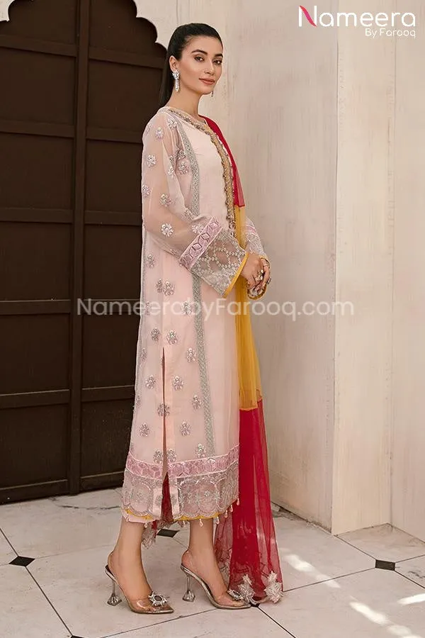Maria. B Pakistani Dress in Soft Pink Shade 2021 #PF62