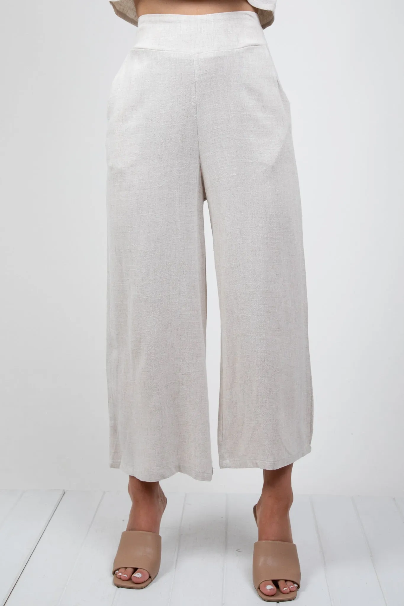 MEMPHIS 7/8 LINEN PANTS - BEIGE