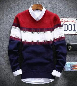Men's Color Matching V-Neck