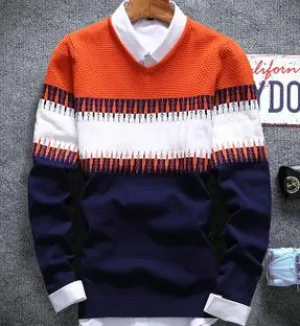 Men's Color Matching V-Neck