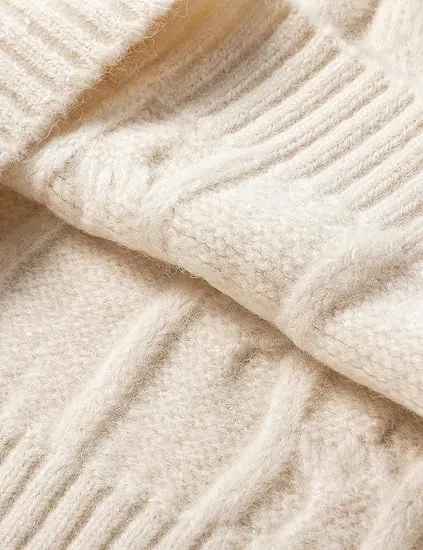 Men's Oversized Chunky Cable Knit Sweater Twisted Rope Crewneck Long Sleeve Vintage Pullovers Tops