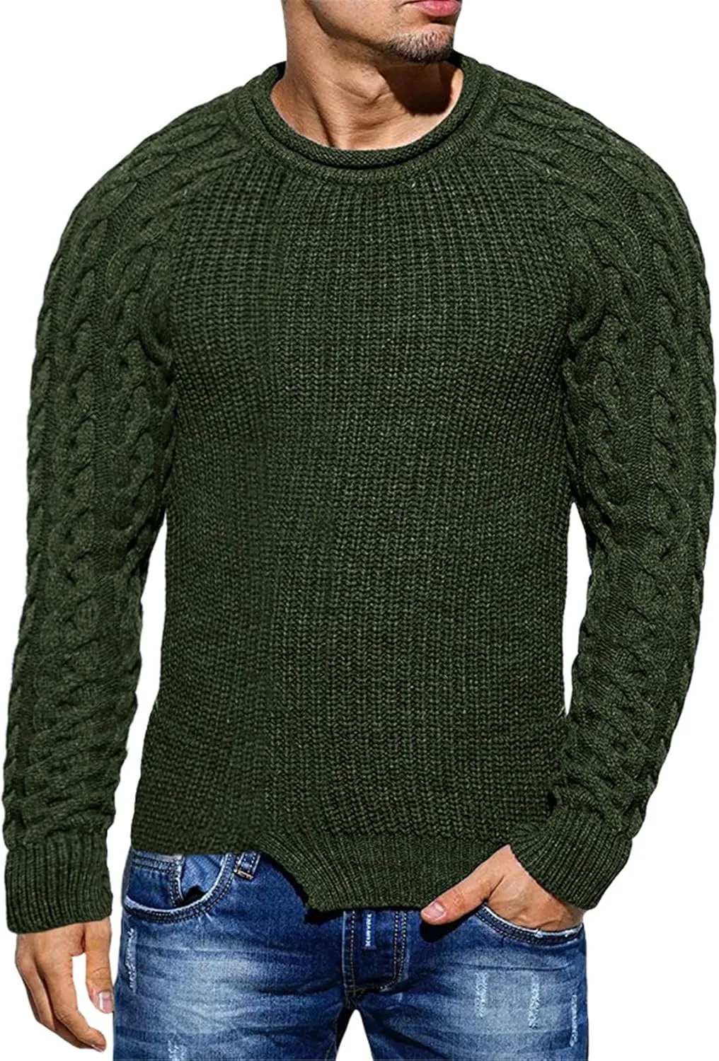 Men's Pullover Sweater Winter Ribbed Knitted Color Block Comfort Stylish Twisted Long Sleeve Sweaters