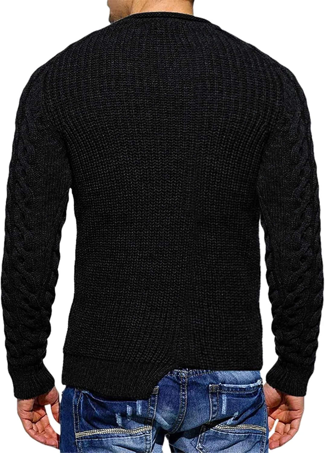 Men's Pullover Sweater Winter Ribbed Knitted Color Block Comfort Stylish Twisted Long Sleeve Sweaters