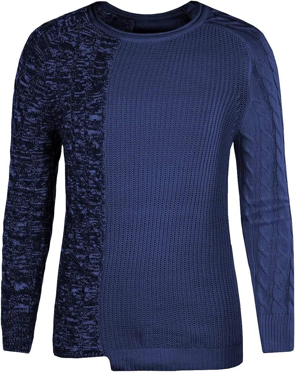 Men's Pullover Sweater Winter Ribbed Knitted Color Block Comfort Stylish Twisted Long Sleeve Sweaters