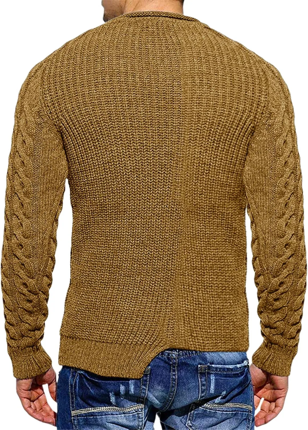 Men's Pullover Sweater Winter Ribbed Knitted Color Block Comfort Stylish Twisted Long Sleeve Sweaters
