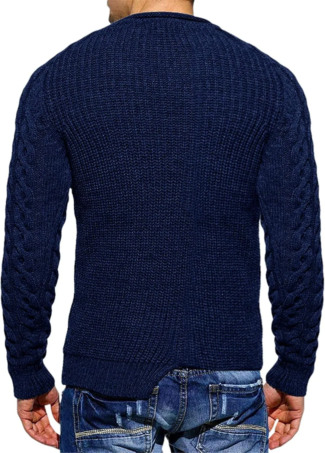 Men's Pullover Sweater Winter Ribbed Knitted Color Block Comfort Stylish Twisted Long Sleeve Sweaters