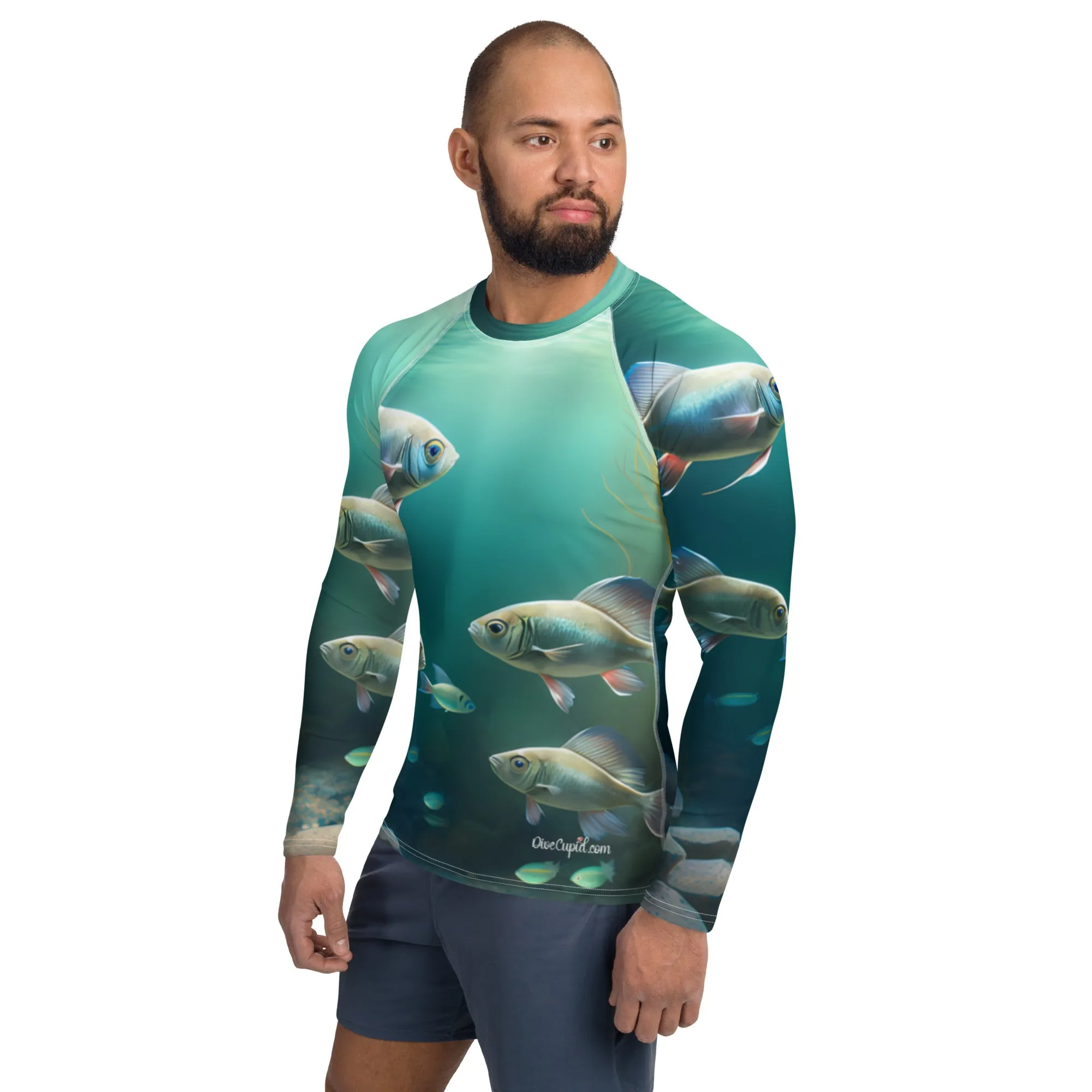 Men's School of Fish Athletic Fit Premium Rash Guard UPF 50 