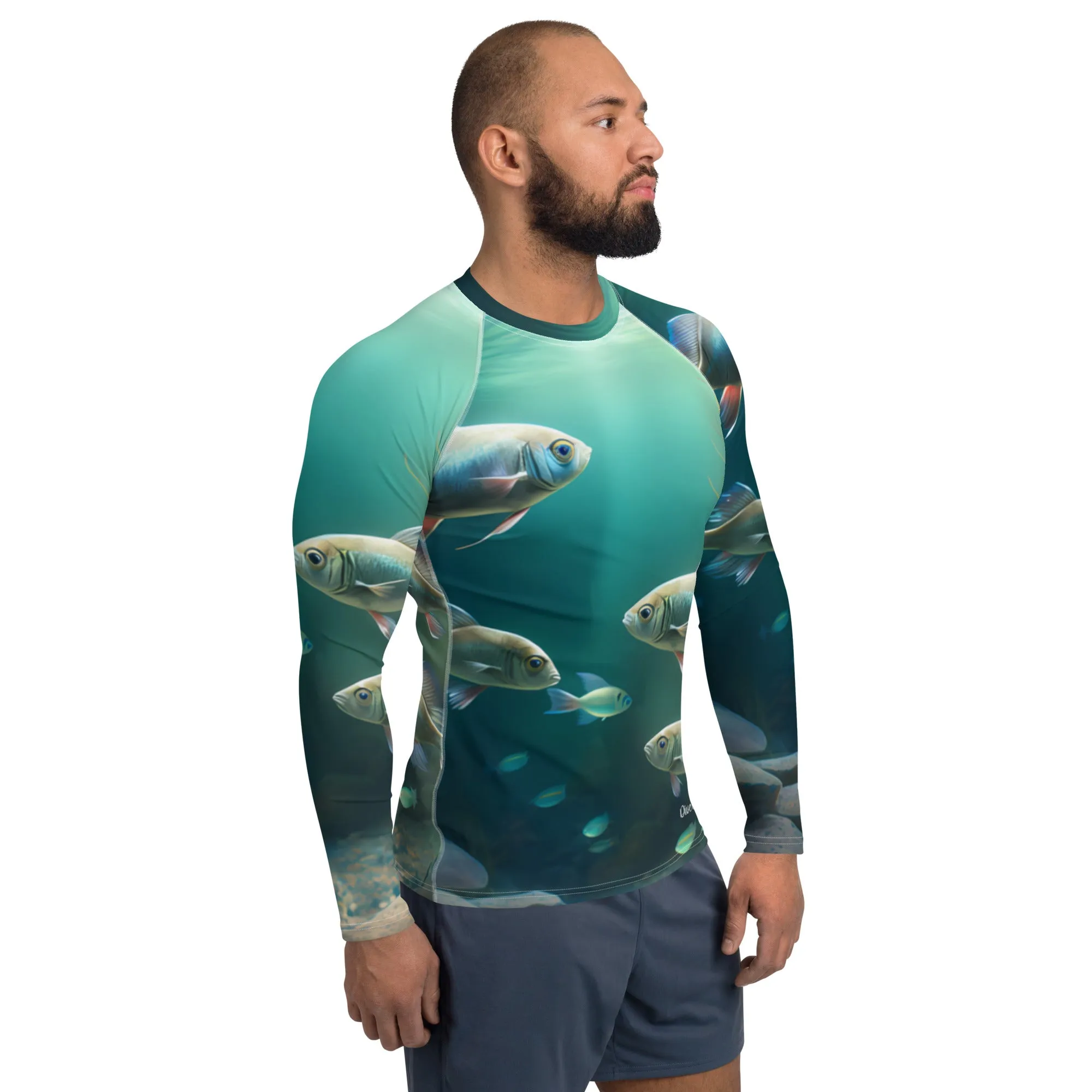 Men's School of Fish Athletic Fit Premium Rash Guard UPF 50 