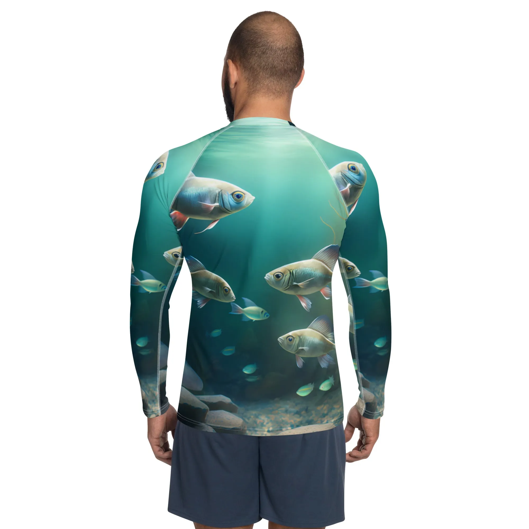 Men's School of Fish Athletic Fit Premium Rash Guard UPF 50 
