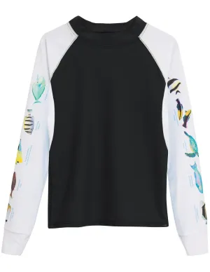 Men's Snorkel Hawaii Fish ID Rash Guard - Black