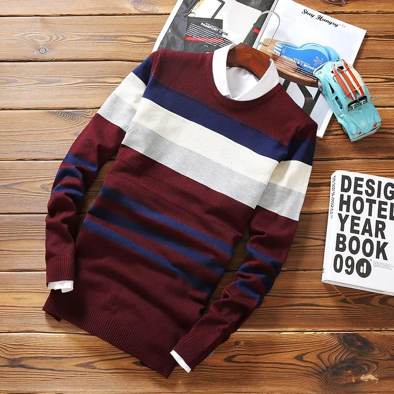 Men's Striped Wool Pullover