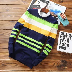 Men's Striped Wool Pullover