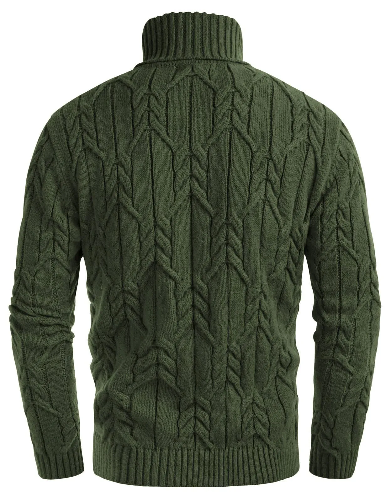 Men's Twist-Knitted Ribbed Turtleneck Sweater