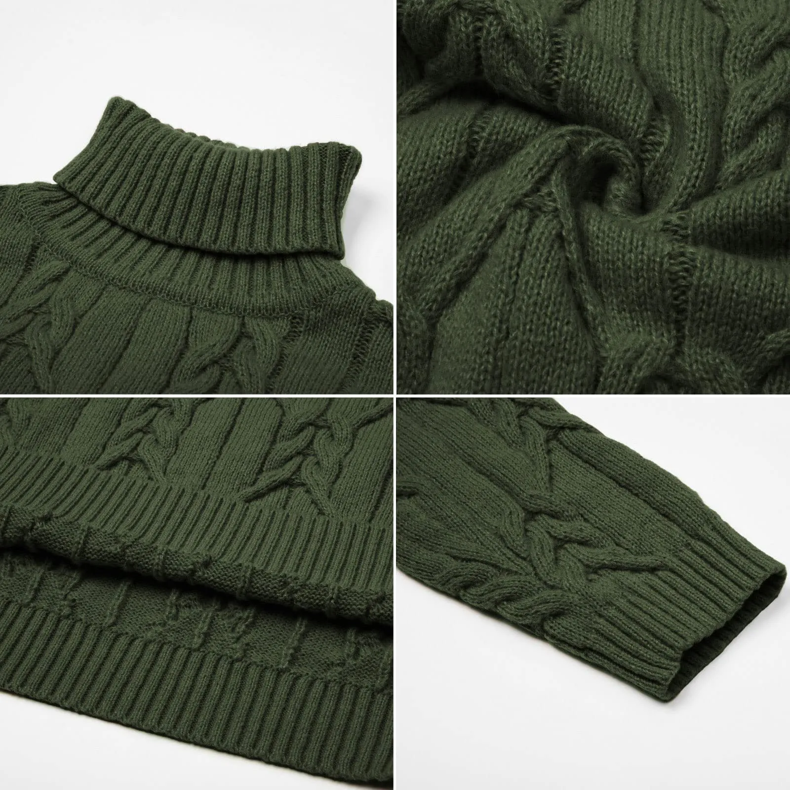 Men's Twist-Knitted Ribbed Turtleneck Sweater