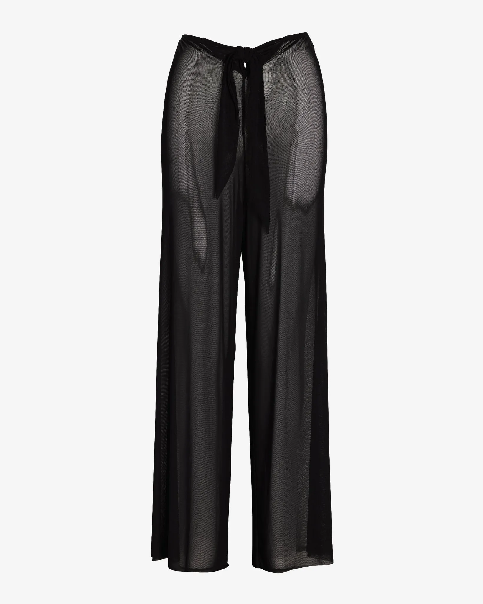 Mesh Tie Waist Coverup Pant Black