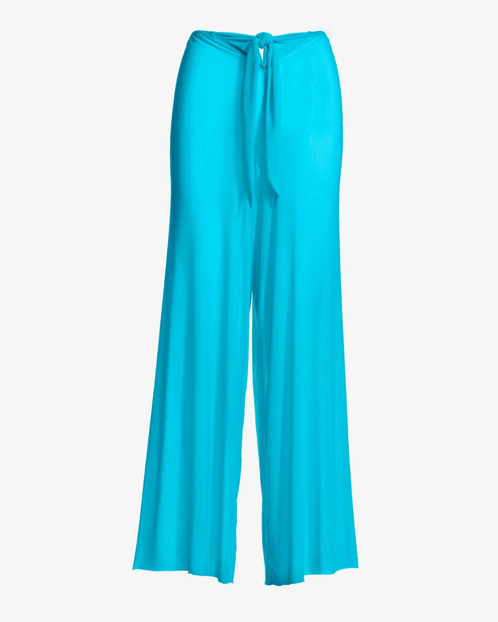 Mesh Tie Waist Coverup Pant Turquoise