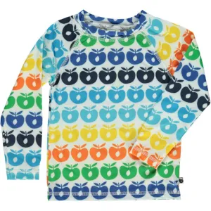 Mini Retro Apples Rashguard - Blue Atoll - 1 Left Size 9-10 years