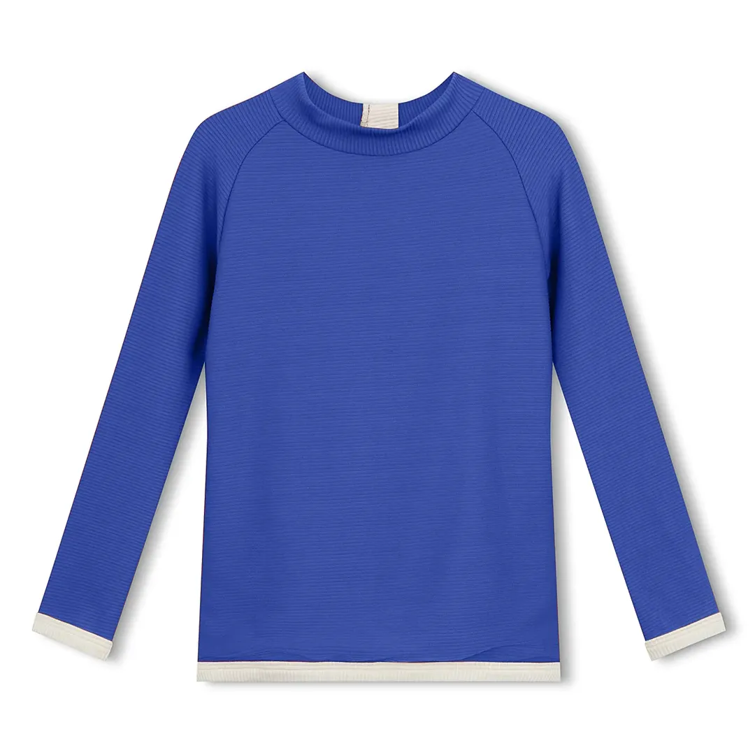 Mini Rib L/Slv Rashie Top - Deep Blue