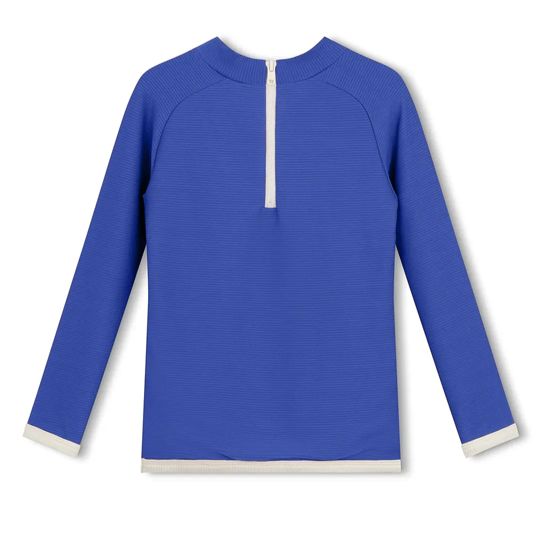 Mini Rib L/Slv Rashie Top - Deep Blue