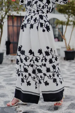 Monochrome Floral Culotte - White