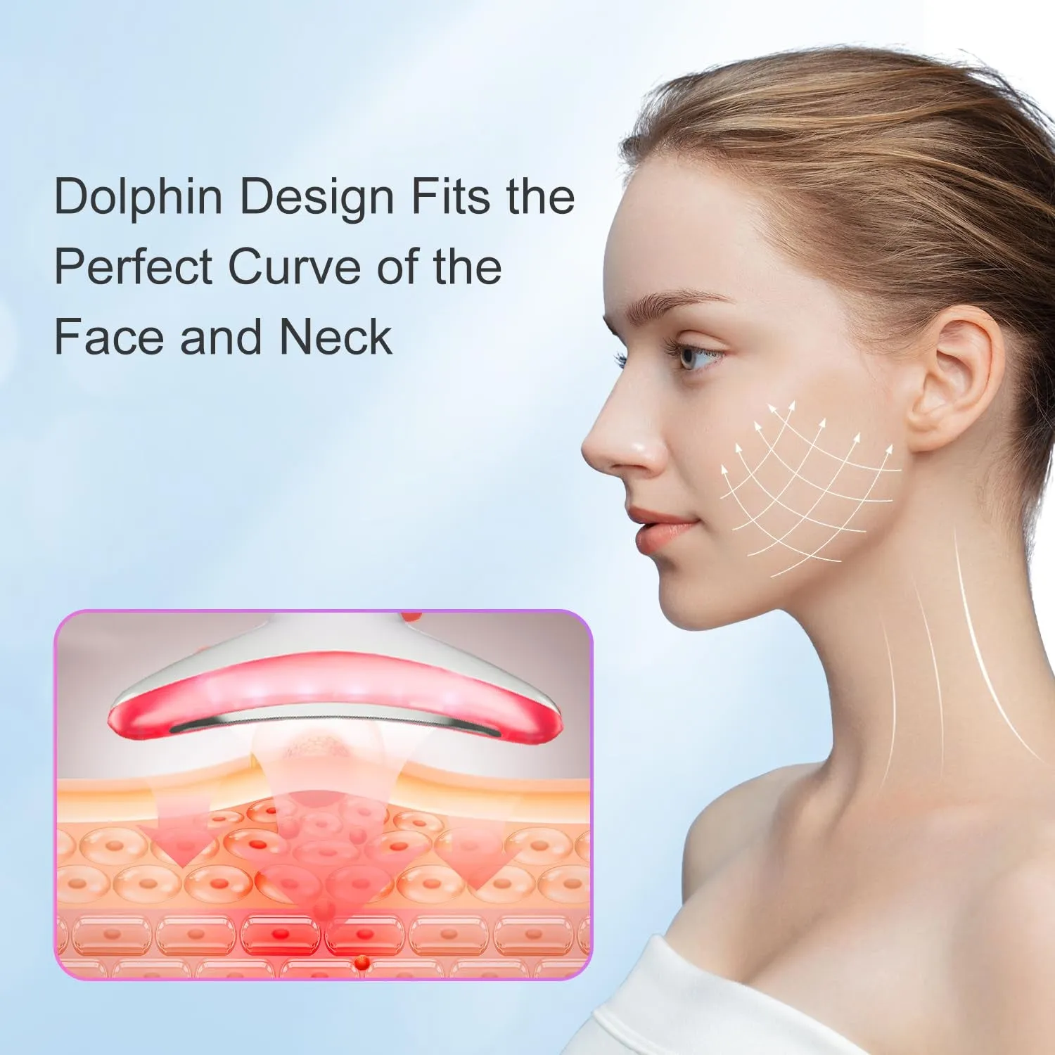 Neck Face Beauty Device, Skin Care Face Massage,3 in 1 Facial Massager, Face Sculpting Tool with Thermals, Vibration (White)