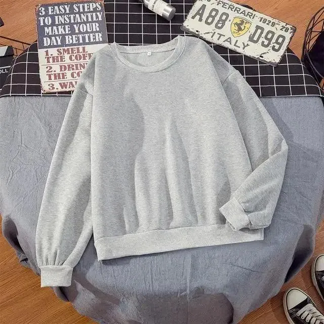 New Basic Hoodies for Women Streetwear Female Spring Autumn Solid Color Hoodie Casual Crewneck Sweatshirt Hip Hop Tops Women Long Sleeve Oversized Hoodie Sweatshirt Ladies Streetwear Slouch Pullover Tops