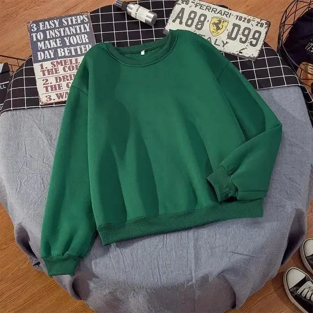 New Basic Hoodies for Women Streetwear Female Spring Autumn Solid Color Hoodie Casual Crewneck Sweatshirt Hip Hop Tops Women Long Sleeve Oversized Hoodie Sweatshirt Ladies Streetwear Slouch Pullover Tops